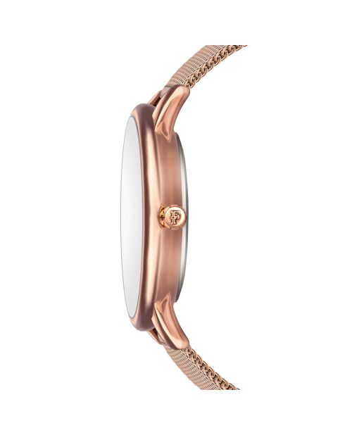 Set Montre 2 Bracelets Coco en Acier, Cuir & Diamant rose doré/marron