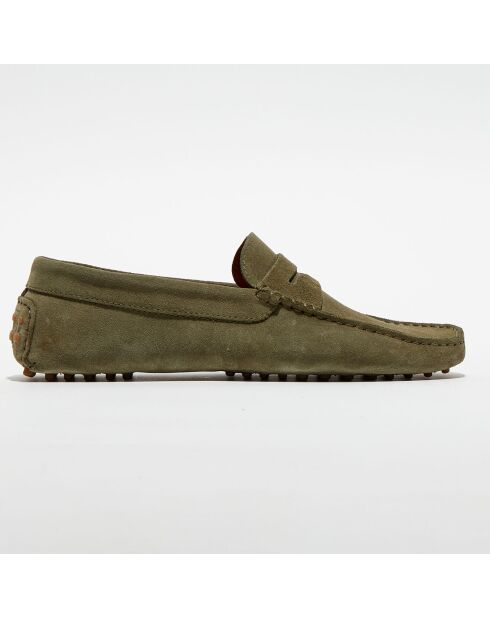 Mocassins en Velours de Cuir Adam kaki