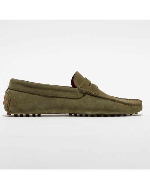 Mocassins en Velours de Cuir Adam kaki