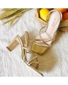 Sandales en Cuir Mila dorées - Talon 7 cm