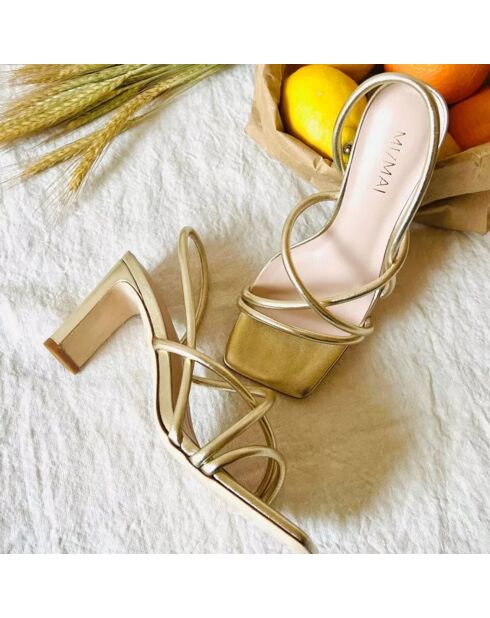 Sandales en Cuir Mila dorées - Talon 7 cm