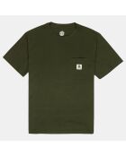 T-Shirt 100% Coton Bio Basic Pocket Label vert foncé