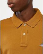 Polo Regular Fit manches longues uni piqué marron moyen