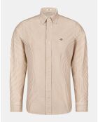 Chemise Slim Fit Oxford à rayures beige/blanc