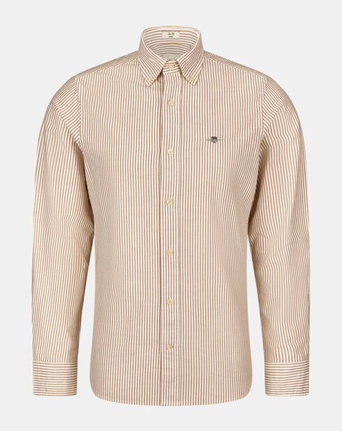 Chemise Slim Fit Oxford à rayures beige/blanc