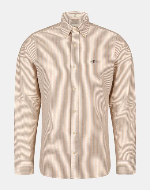 Chemise Slim Fit Oxford à rayures beige/blanc