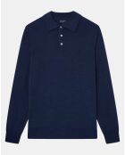 Pull en Laine & Soie col polo bleu