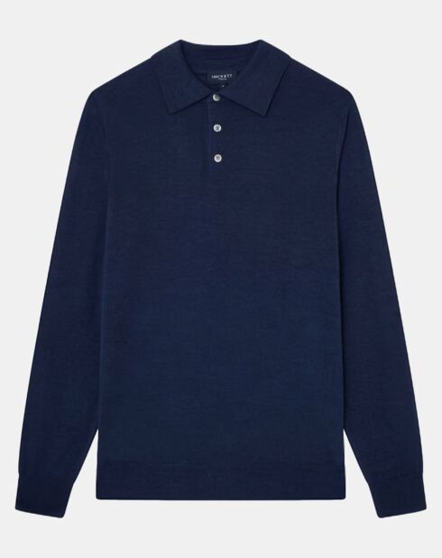 Pull en Laine & Soie col polo bleu