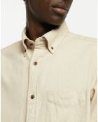 Chemise Regular Fit en Flanelle Chevron beige