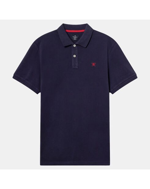 Polo Slim Fit uni Piqué bleu marine