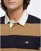 Polo Regular Fit manches longues Stripe beige/bleu marine