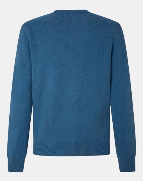 Pull 100% Laine d'agneau col V bleu ciel