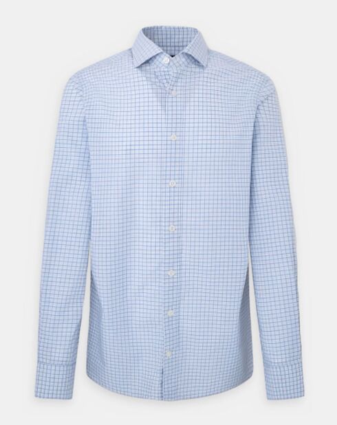 Chemise Slim Fit à carreaux bleue