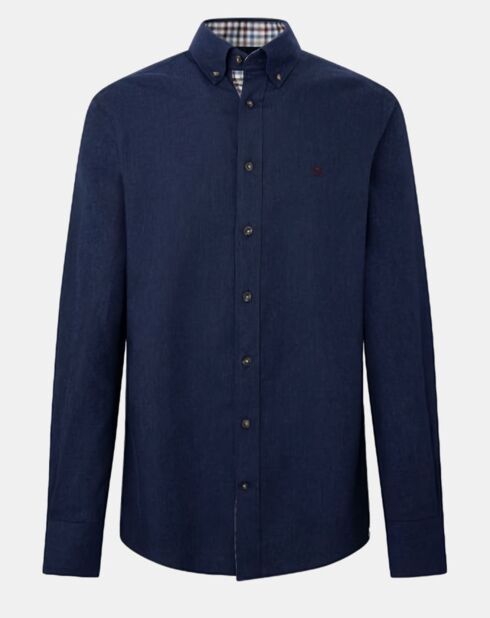 Chemise Slim Fit en Flanelle unie bleu moyen