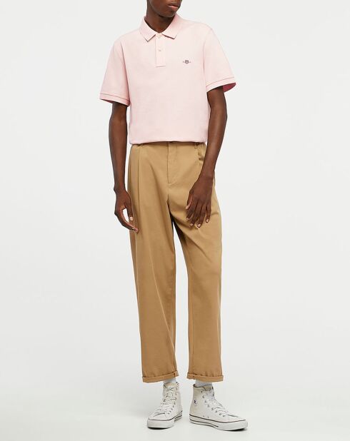 Polo Regular Fit manches courtes uni piqué rose clair