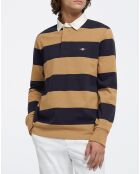 Polo Regular Fit manches longues Stripe beige/bleu marine