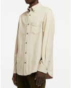 Chemise Regular Fit en Flanelle Chevron beige