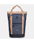 Sac à dos hybride Ferry Tote à carreaux bleu marine - 51x49x29 cm