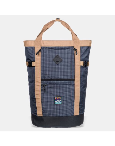 Sac à dos hybride Ferry Tote à carreaux bleu marine - 51x49x29 cm