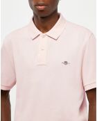 Polo Regular Fit manches courtes uni piqué rose clair