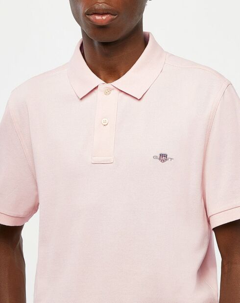 Polo Regular Fit manches courtes uni piqué rose clair