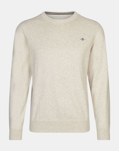 Pull col rond uni écru