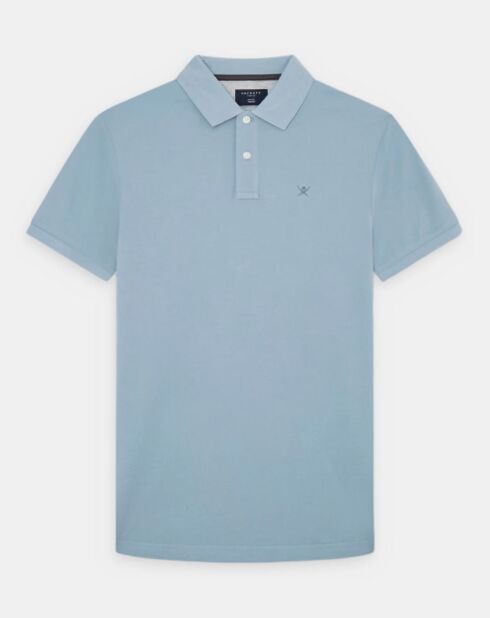 Polo Slim Fit uni Piqué bleu ciel