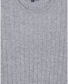 Pull 100% Laine d'agneau col rond Cable gris clair