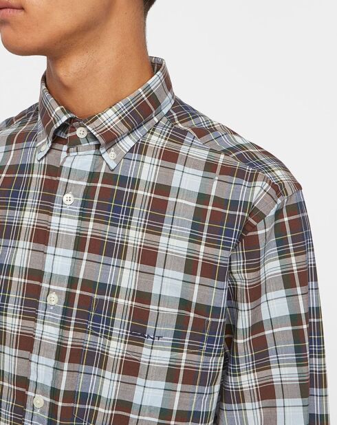 Chemise Regular Fit à imprimé Tartan marron/mulitcolore
