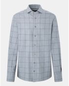 Chemise Slim Fit en Flanelle à carreaux gris clair