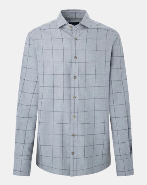 Chemise Slim Fit en Flanelle à carreaux gris clair