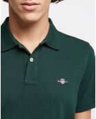 Polo Regular Fit manches courtes uni piqué vert foncé