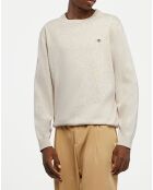 Pull col rond uni écru