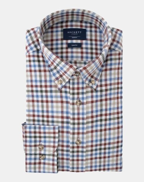 Chemise Slim Fit en Flanelle Vichy multicolore