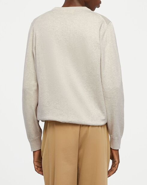 Pull col rond uni écru
