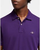 Polo Regular Fit manches courtes uni piqué violet