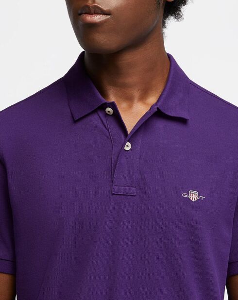 Polo Regular Fit manches courtes uni piqué violet