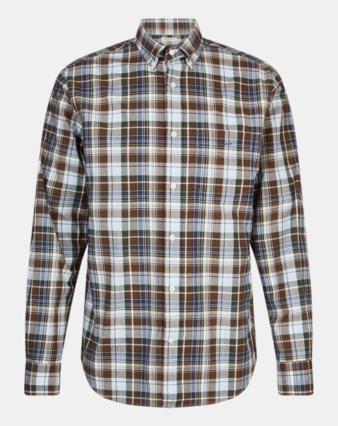 Chemise Regular Fit à imprimé Tartan marron/mulitcolore