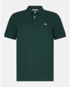 Polo Regular Fit manches courtes uni piqué vert foncé