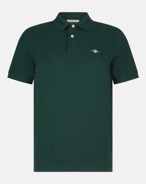 Polo Regular Fit manches courtes uni piqué vert foncé