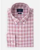 Chemise Slim Fit Oxford à carreaux rouge