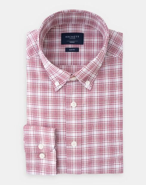 Chemise Slim Fit Oxford à carreaux rouge