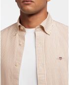 Chemise Slim Fit Oxford à rayures beige/blanc