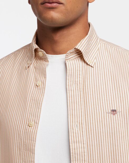 Chemise Slim Fit Oxford à rayures beige/blanc