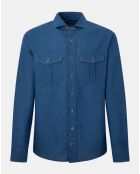 Chemise Slim Fit en Lin & Coton Saharien bleu moyen