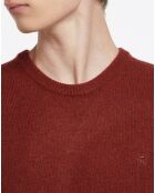 Pull 100% Laine d'agneau col rond orange moyen