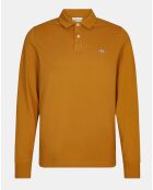 Polo Regular Fit manches longues uni piqué marron moyen