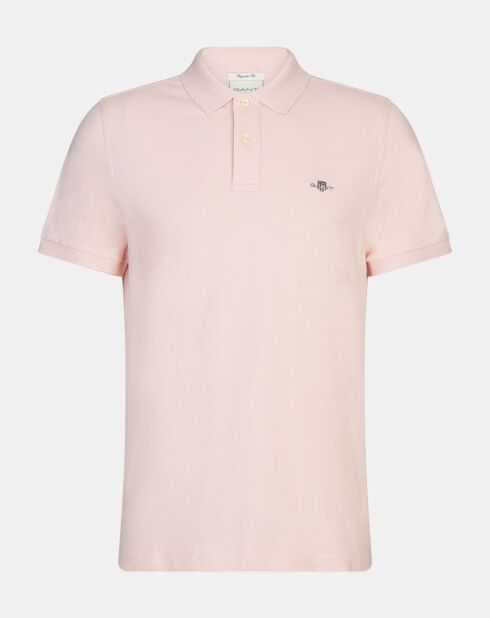 Polo Regular Fit manches courtes uni piqué rose clair