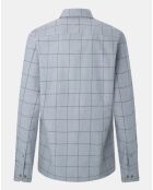 Chemise Slim Fit en Flanelle à carreaux gris clair