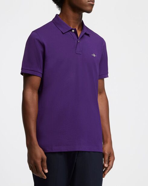 Polo Regular Fit manches courtes uni piqué violet